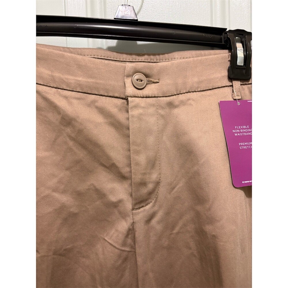 Lee Khaki Pants Womens Petite 12P Beige Mid Rise Straight Leg Stretch - Picture 3 of 9